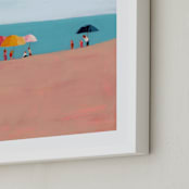 "Beach Umbrellas" - Art Print in Turquoise by Lindsay Megahed - Frame Close-up