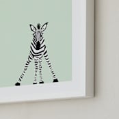 "Little Baby Zebra" - Art Print in Mint Green by Laura Mitchell - Frame Close-up