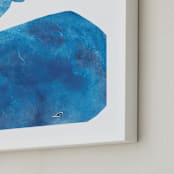"Big Blue Whale" - Art Print in Sea Blue by Mia Posada - Frame Close-up