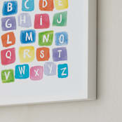 "ABC squares" - Art Print in Primary Red by Amy Hall - Frame Close-up