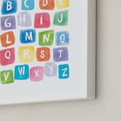 "ABC squares" - Art Print in Primary Red by Amy Hall - Frame Close-up