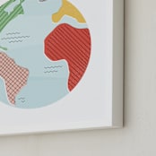 "Wonderful World" - Art Print in retro rainbow by Jessie Steury - Frame Close-up
