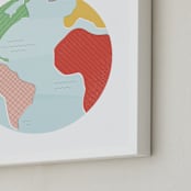"Wonderful World" - Art Print in retro rainbow by Jessie Steury - Frame Close-up