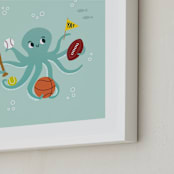 "Sports Fan" - Art Print in Pool by Annie Holmquist - Frame Close-up