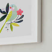 "Princess parrot" - Art Print in Mint by Tati Abaurre - Frame Close-up