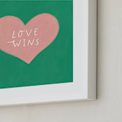 "Love Wins" - Art Print in Emerald Green by Little Miss Missy - Frame Close-up