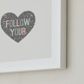 "Follow your Heart" - Art Print in Charcoal by Amber Barkley - Frame Close-up