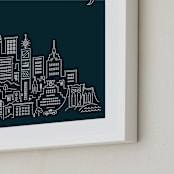 "goodnight new york" - Art Print in Midnight blue by Jennifer Wick - Frame Close-up