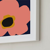 "Flower Power Beauty" - Art Print in Salmon Pink by Deborah Velasquez - Frame Close-up