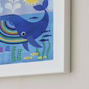 "Little Blue Whale" - Art Print in Medium Blue by melanie mikecz - Frame Close-up