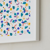 "Geometric plants" - Art Print in White by FERNANDA MARTINEZ - Frame Close-up