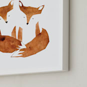 "Twin Foxes" - Art Print in Earthy Red by Mia Posada - Frame Close-up