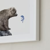 "Blue Fish Wish" - Art Print in Blue Fish by Maja Cunningham - Frame Close-up