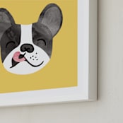 "Little Pup" - Art Print in Sunny Yellow by Tayler Mitchell - Frame Close-up