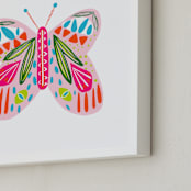 "A Butterfly" - Art Print in Cotton Candy PInk by Lauren Semmer - Frame Close-up