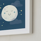 "Goodnight moon" - Art Print in Night Sky by Annie Holmquist - Frame Close-up