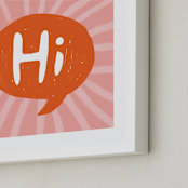 "A Bright Hi" - Art Print in Fire Orange by Karen Schipper - Frame Close-up