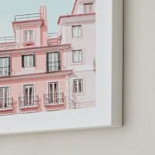 "Pastel Pink House" - Art Print in Peach by Heather Loriece - Frame Close-up