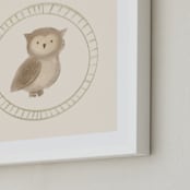 "Woodland Animal Frame - Owl" - Art Print in Cream by Creo Study - Frame Close-up