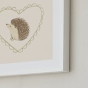 "Woodland Animal Frame - Hedgehog" - Art Print in Cream by Creo Study - Frame Close-up