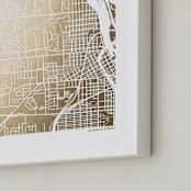 "Custom Map Filled Foil Art" - Custom Foil Print in Gold by Minted - Frame Close-up