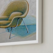 "Saarinen Womb Chair" - Art Print in Green by Laura Browning - Frame Close-up