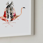 "Family Crest: Flamingos" - Art Print in peach by Betty Hatchett - Frame Close-up
