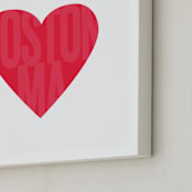 "Heart Boston" - Art Print in Watermelon by Katherine Moynagh - Frame Close-up