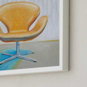 "Arne Jacobsen Swan Chair" - Art Print in Yellow by Laura Browning - Frame Close-up