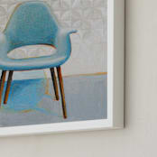 "Eames and Saarinen Organic Chair" - Art Print in Blue by Laura Browning - Frame Close-up