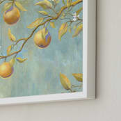 "OrangeBlossoms" - Art Print in Blue by Laura Browning - Frame Close-up