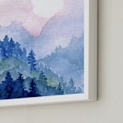 "Cascade Mist" - Art Print in bold navy by Amelia Gluba - Frame Close-up