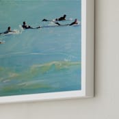 "Paddling Out 2" - Art Print in Sea Blue by Annie Seaton - Frame Close-up