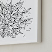 "Doodle swirl &leaves" - Art Print in white by Ramoncita - aticnomar - Frame Close-up