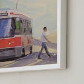 "Spadina Streetcar" - Art Print in Cerulean Blue by Annie Seaton - Frame Close-up