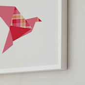 "Origami Flight" - Art Print in Coral by Vanessa Wyler - Frame Close-up