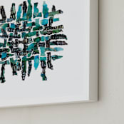 "Cellwalk" - Art Print in Blue green by Becky Kisabeth Gibbs - Frame Close-up