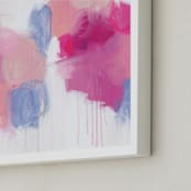 "Storm In A TeaCup" - Art Print in Pink Blue White by Julie Hawkins - Frame Close-up