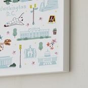 "Washington DC Walking Tour" - Art Print in Marble Blue by Lindsey Balbierz - Frame Close-up