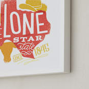 "The Lone Star State" - Art Print in Red by Jessie Steury - Frame Close-up
