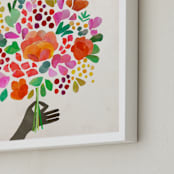 "All is well" - Art Print in coral by Betty Hatchett - Frame Close-up