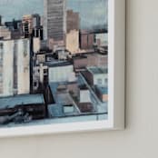 "Looking Downtown" - Art Print in grey blue by Hadas Tal - Frame Close-up