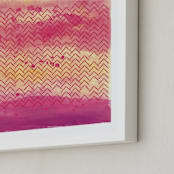 "Village Sunset" - Art Print in Bold Magenta by Kate Ross - Frame Close-up
