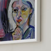 "Looking At Her" - Art Print in Royal Blue by gloria blatt - Frame Close-up