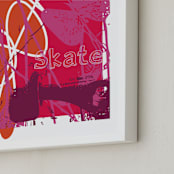 "Skateboarding Girls" - Art Print in Intense Magenta by Aimee Siberon - Frame Close-up