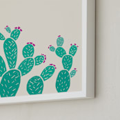 "Blooming Prickly Pears" - Art Print in Desert Dust by Jessica Druxman - Frame Close-up
