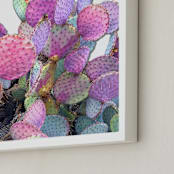 "Bright Cactus" - Art Print in Coral and Purple by Michelle Jean - Frame Close-up