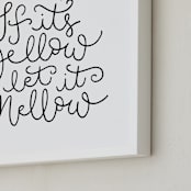 "If It's Yellow Let It Mellow" - Art Print in Black by Katie Zimpel - Frame Close-up