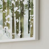 "Forest Snow- Square" - Art Print in Forest Green by Yao Cheng Design - Frame Close-up