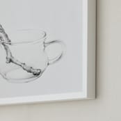 "Bonsai dessin with twig & coffee cup " - Art Print in Light Grey by jinseikou - Frame Close-up